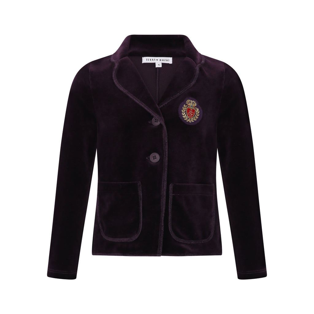 Little Parni Velour Blazer- Plum