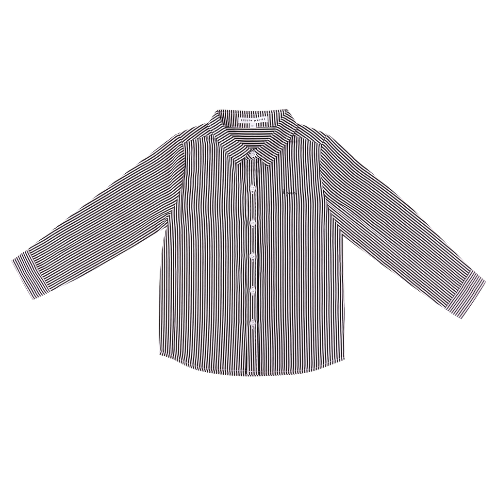 Little Parni Boys Striped Shirt- Plum