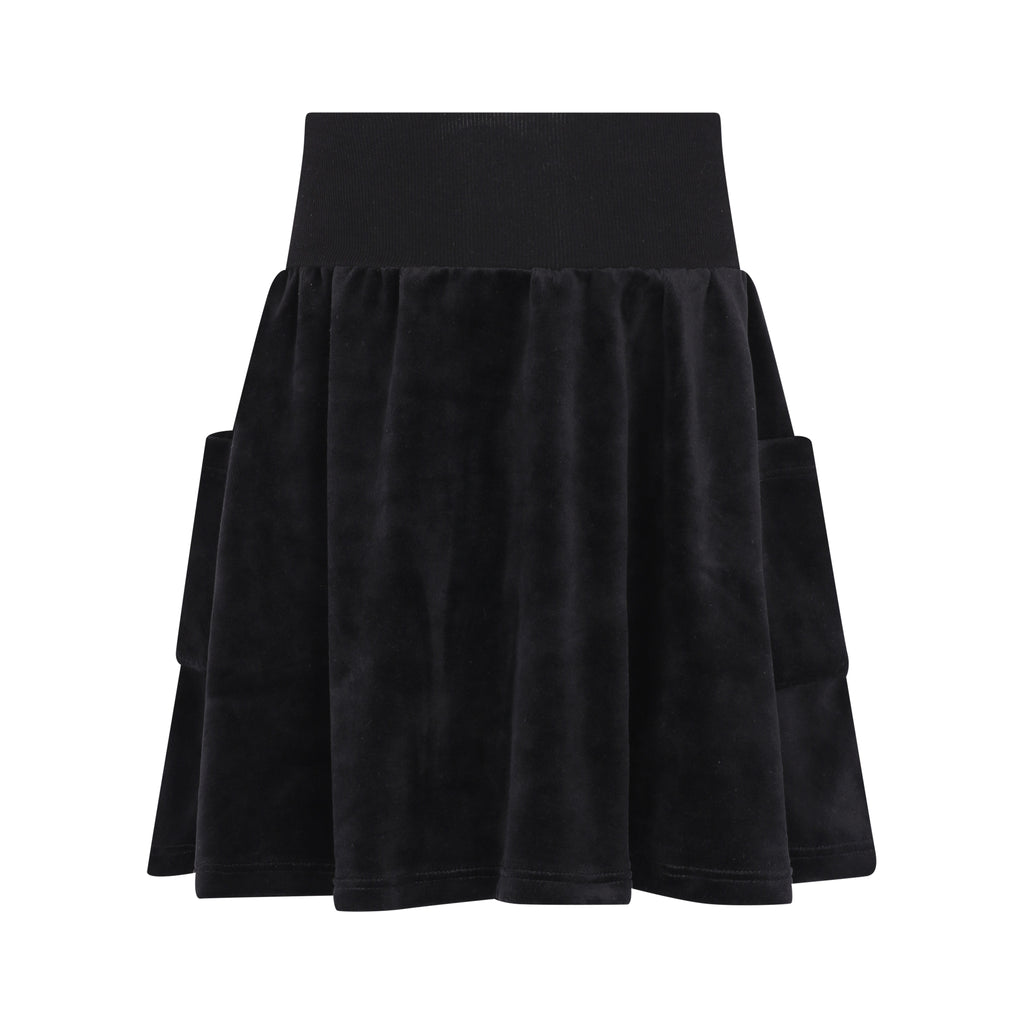 Little Parni Girls Velour Skirt-Black