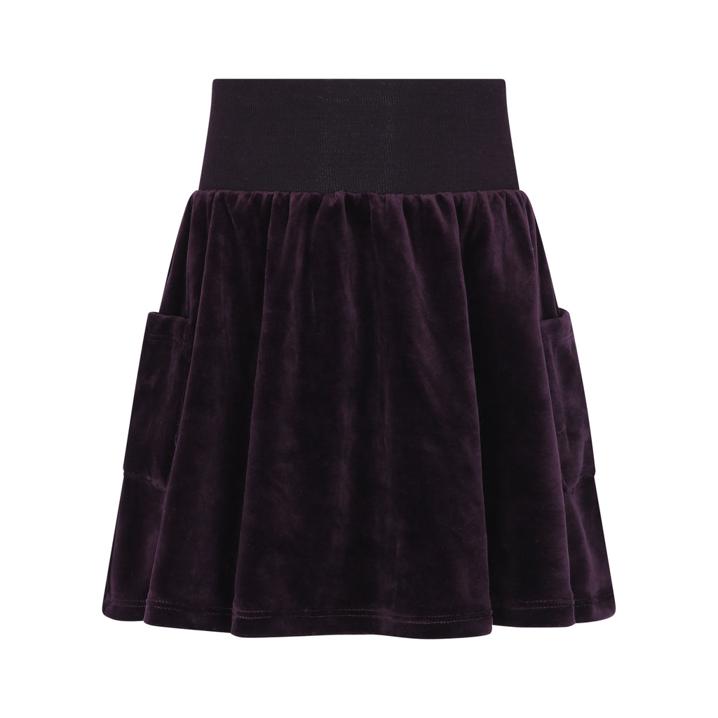 Little Parni Girls Velour Skirt-Plum