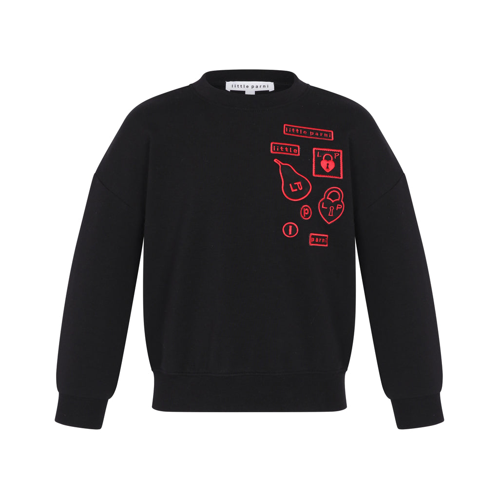 Little Parni Multipatch Sweatshirt-Black