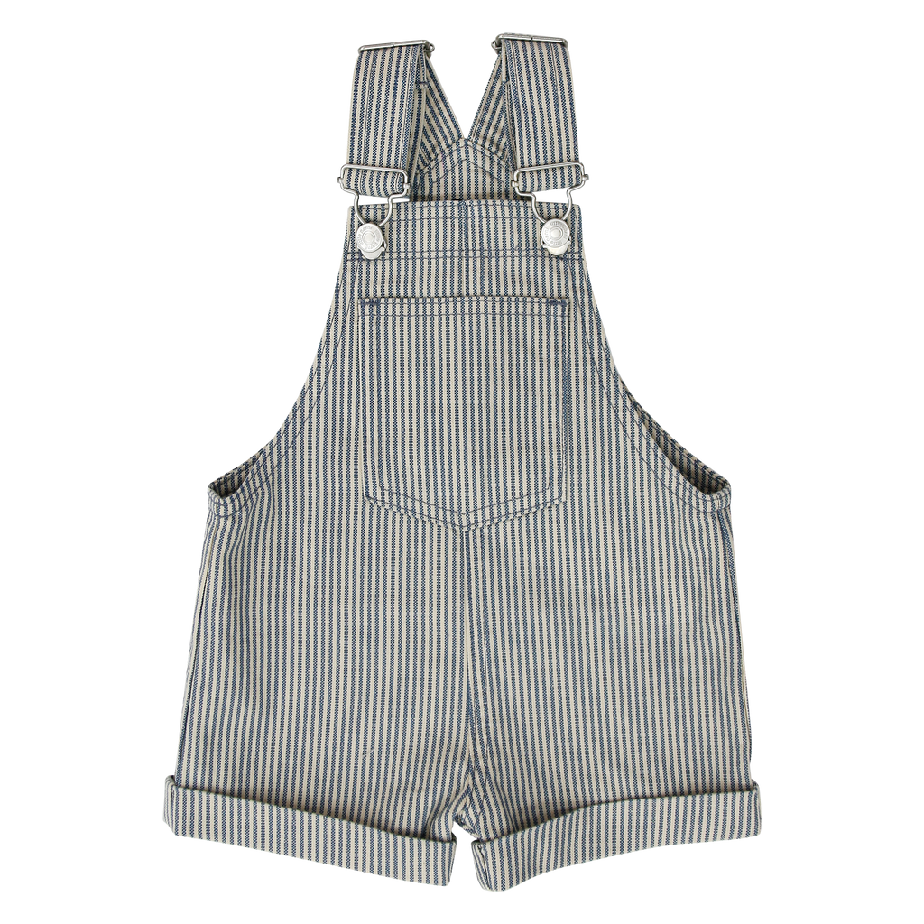 Little Parni Denim Boys Overalls- Blue Striped Denim