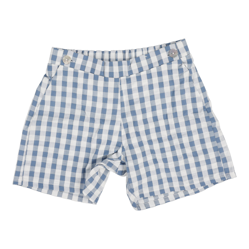 Lil Legs Gingham Pull On Shorts -Bright Blue