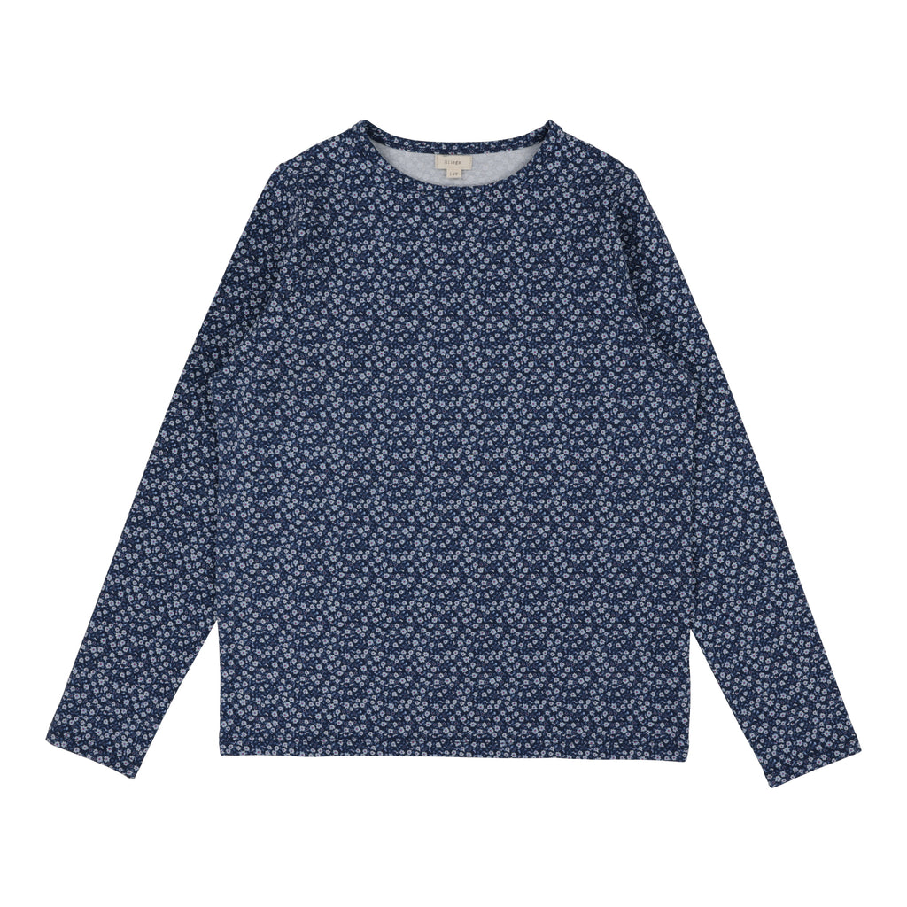 Lil Legs Poppy Floral Long Sleeve T-shirt-Navy