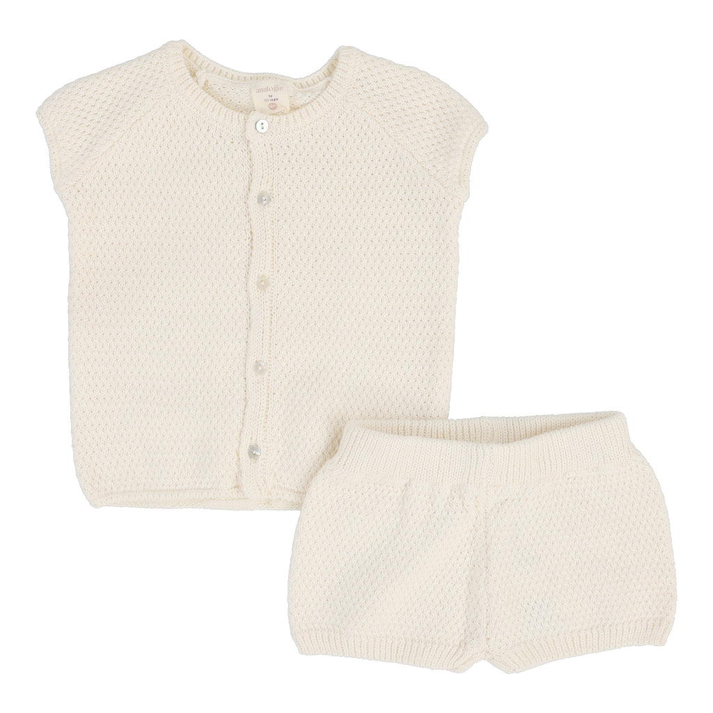 Lil Legs Knit Boys Set-Natural Ivory