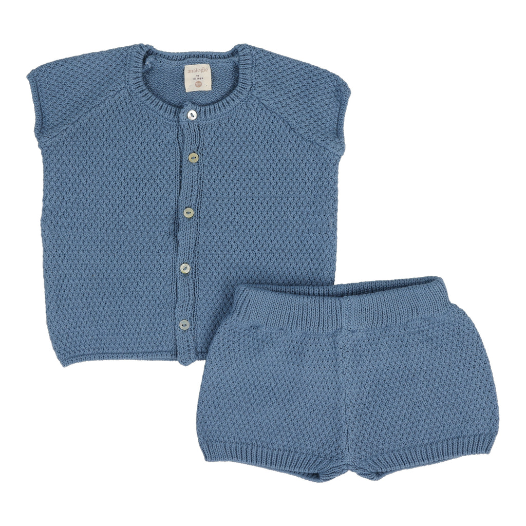 Lil Legs Knit Boys Set- Blue