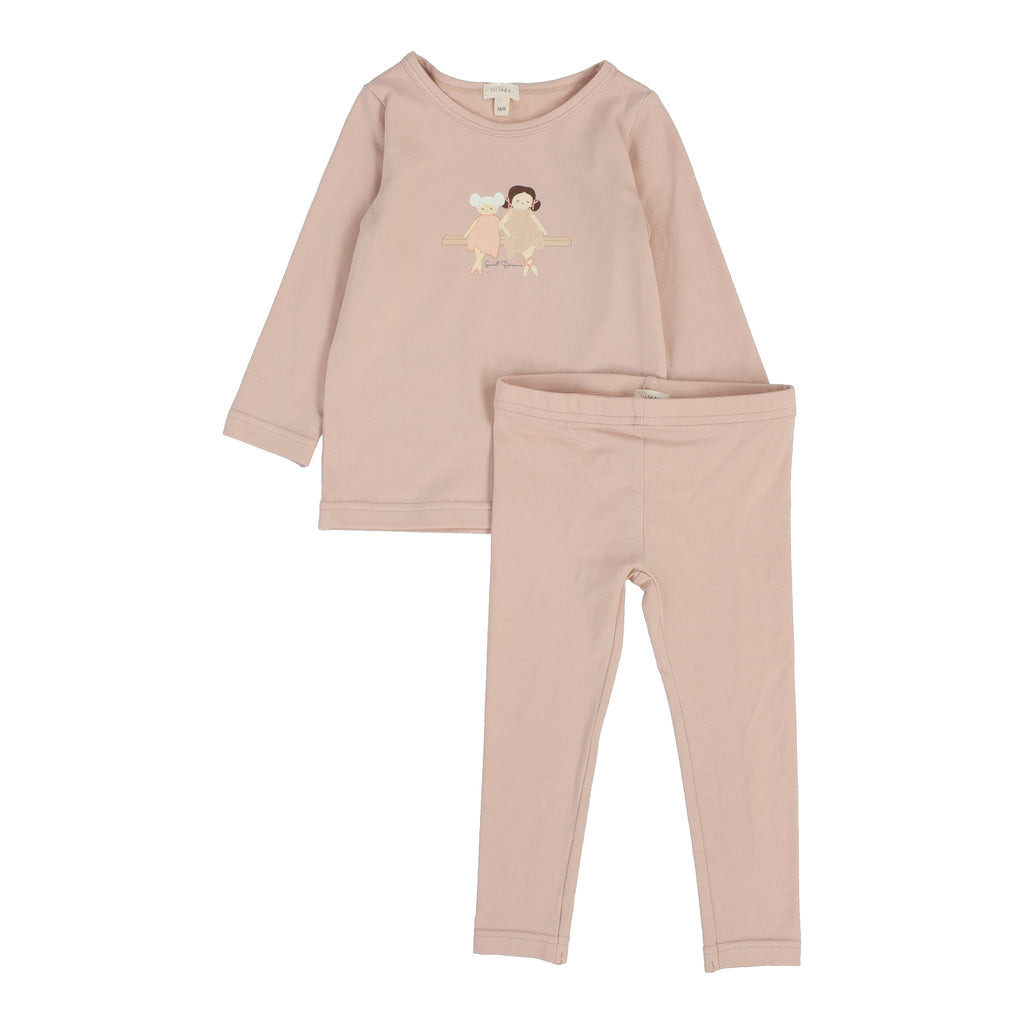 Lil Legs Doll Pajamas-Rose