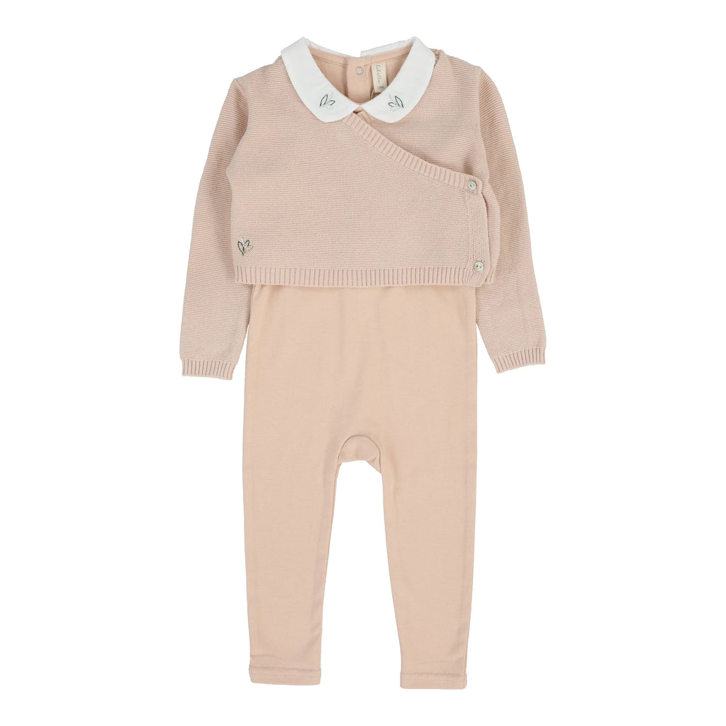 Lilette Knit Wrap Sleeveless Footie Set -Pink