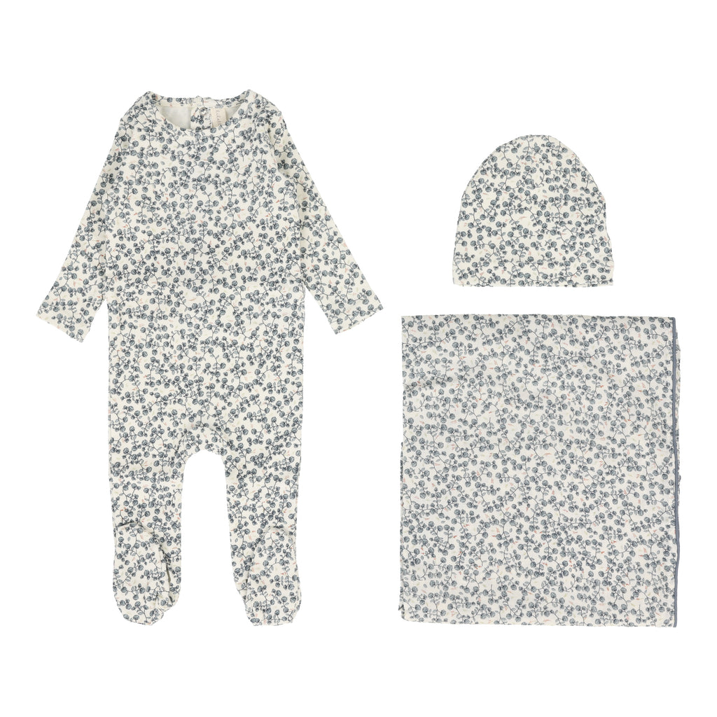 Lilette All Over Floral Layette Set- Slate