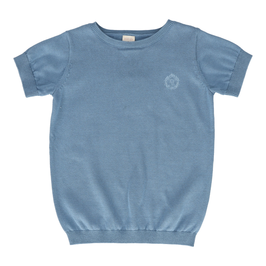 Lil Legs Boys Crewneck Short Sleeve Sweater-Bright Blue