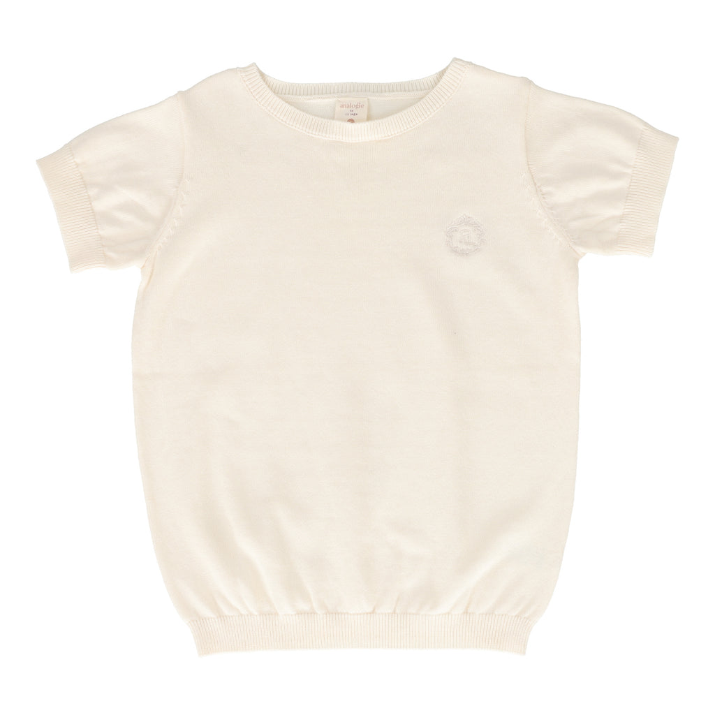 Lil Legs Boys Crewneck Short Sleeve Sweater-Natural Ivory