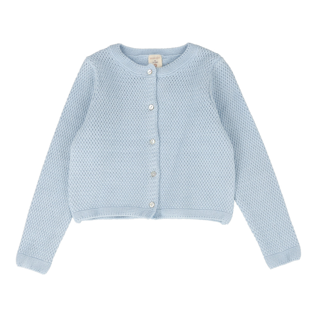 Lil Legs Knit Pointelle Cardigan-Light Blue