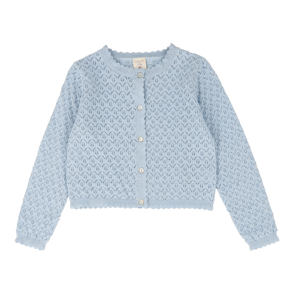 Lil Legs Knit Pointelle Cardigan-Light Blue