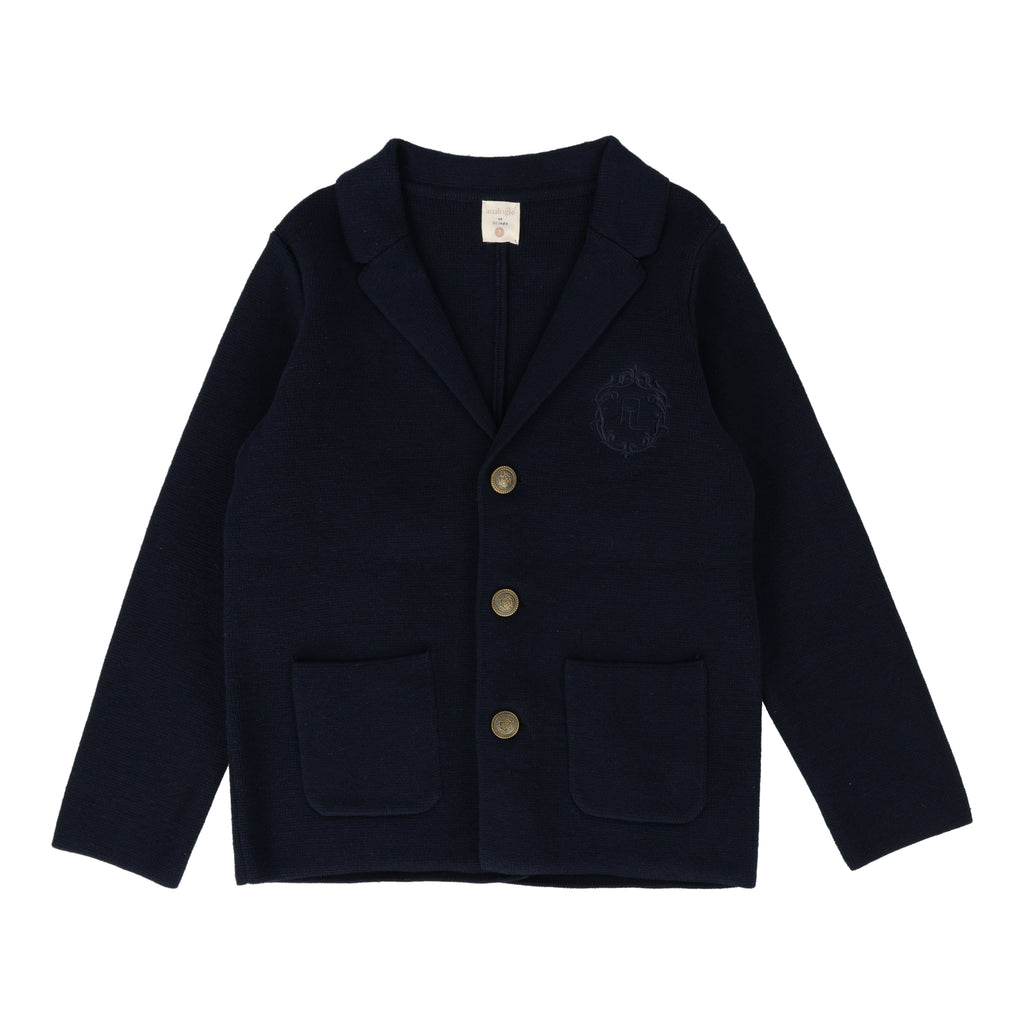 Lil Legs Knit Crest Blazer - Navy