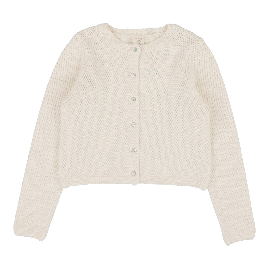 Lil Legs Knit Pointelle Cardigan-Natural Ivory