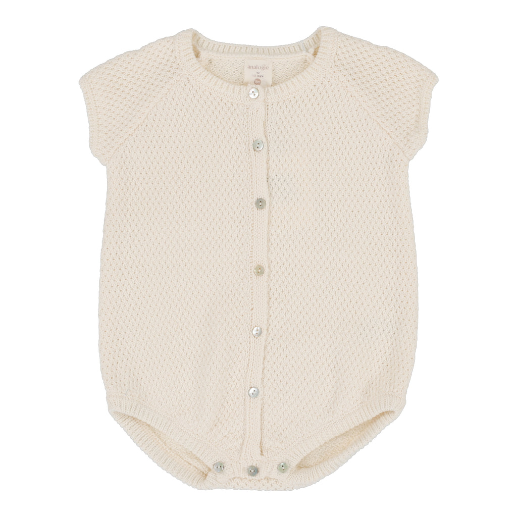 Lil Legs Knit Boys Romper-Natural Ivory