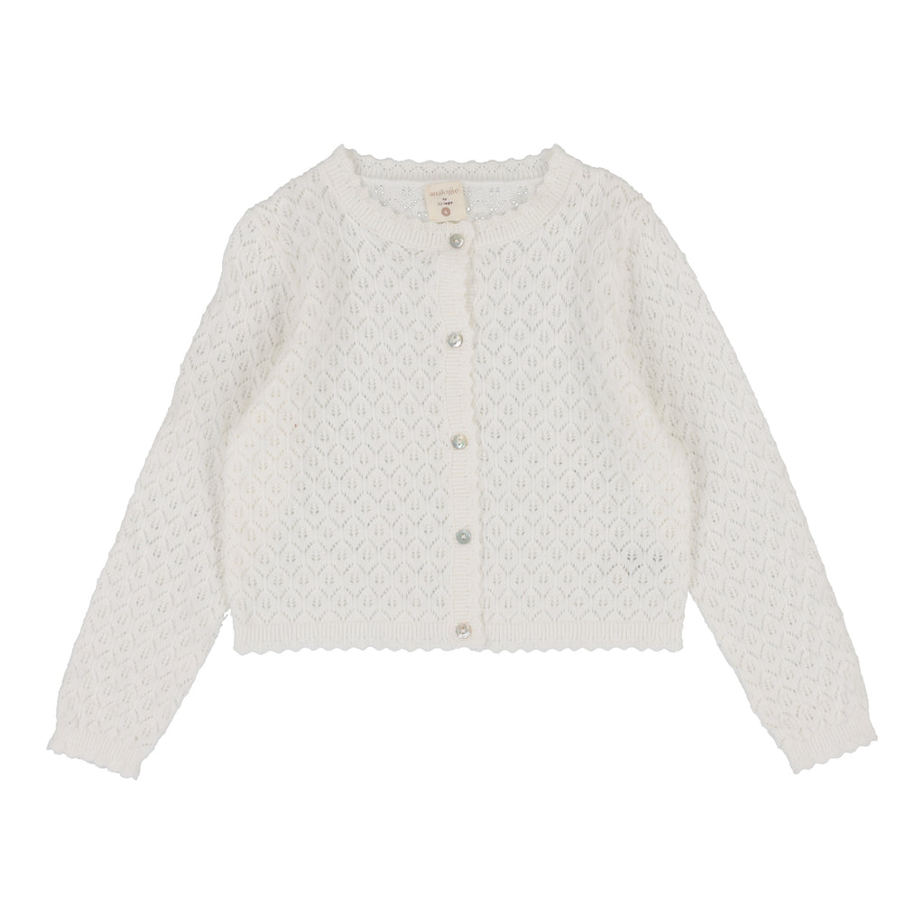 Lil Legs Knit Pointelle Cardigan- White