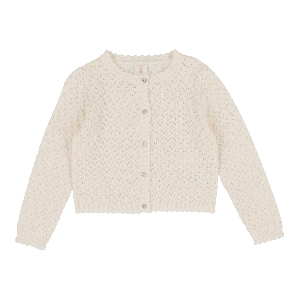 Lil Legs Knit Pointelle Cardigan-Natural Ivory