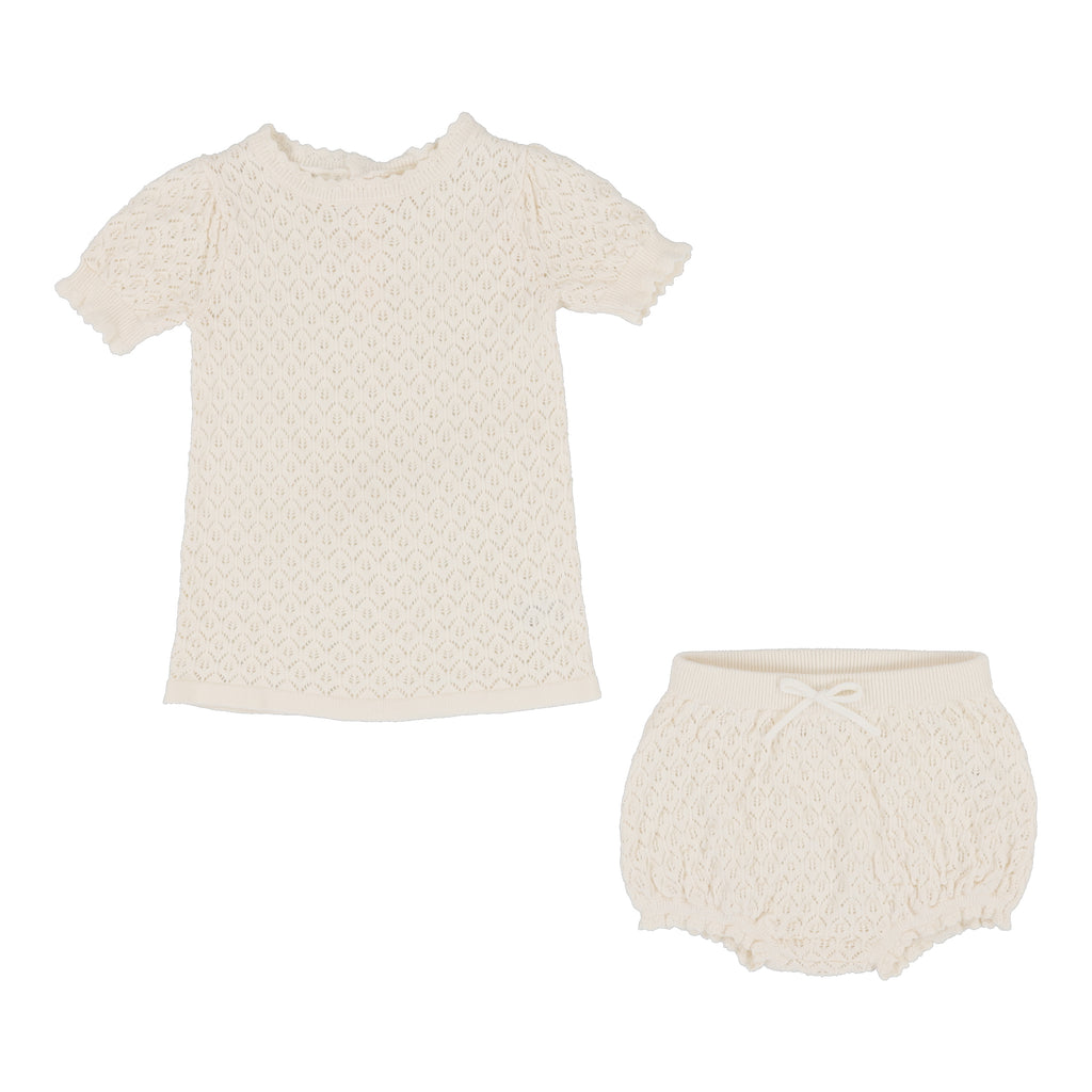 Lil Legs Knit Girls Set-Natural Ivory