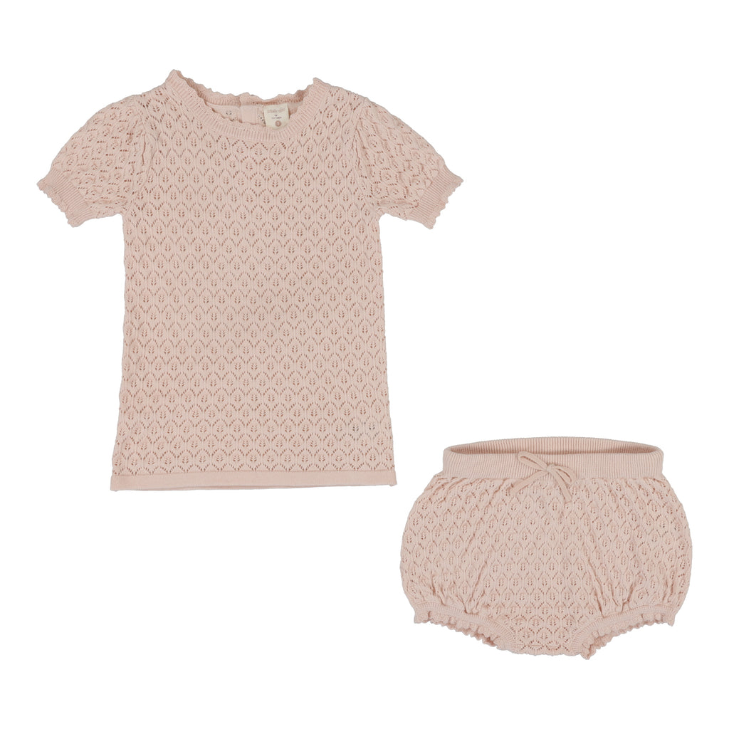 Lil Legs Knit Girls Set- Pearl Pink