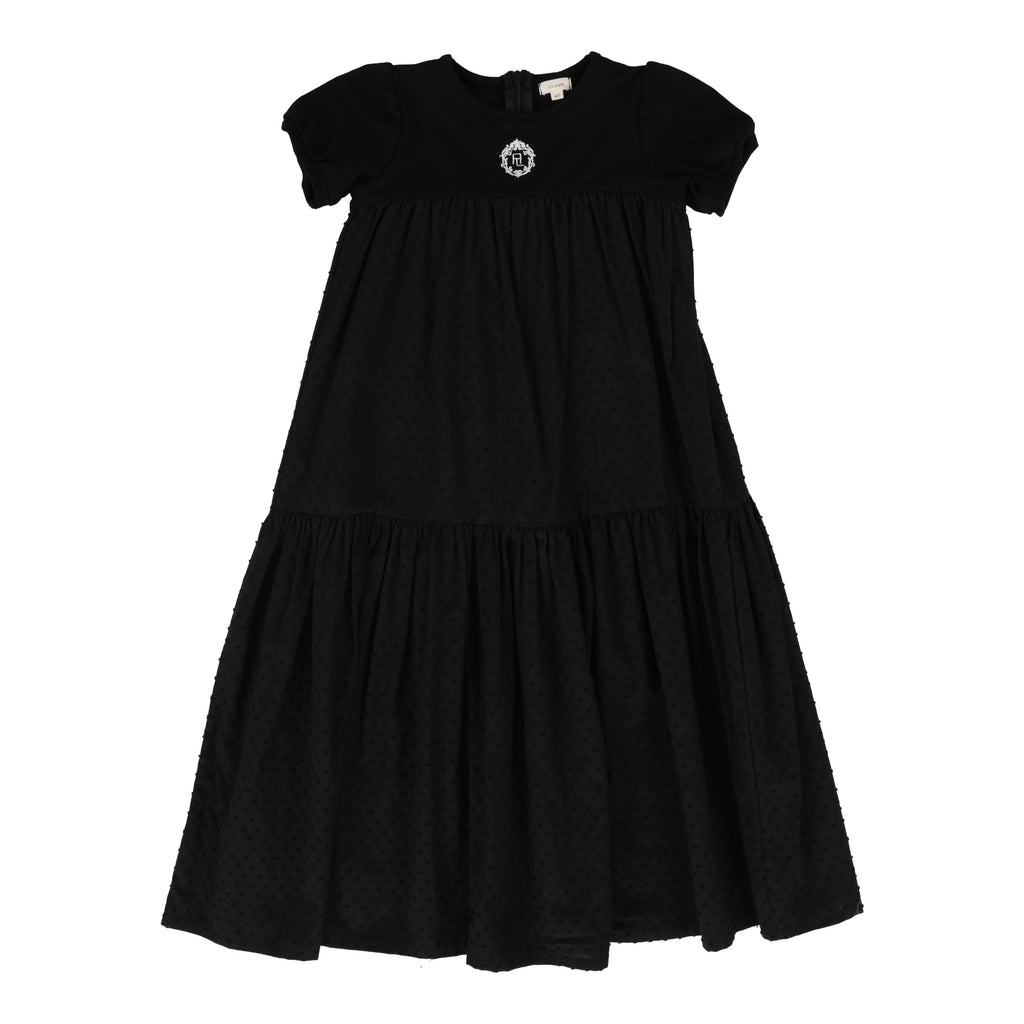 Lil Legs Emblem Maxi Dress Short Sleeves-Black