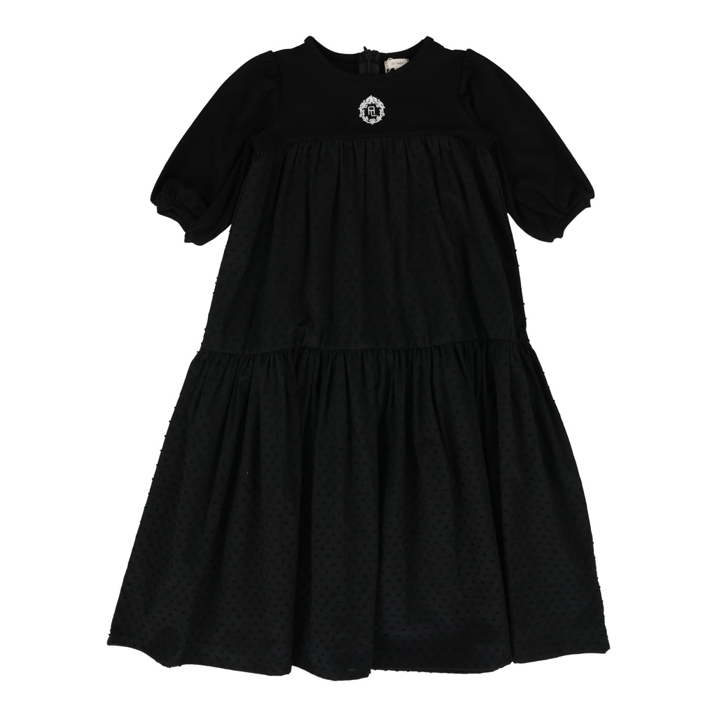 Lil Legs Emblem Maxi Dress Three Quarter Sleeves-Black