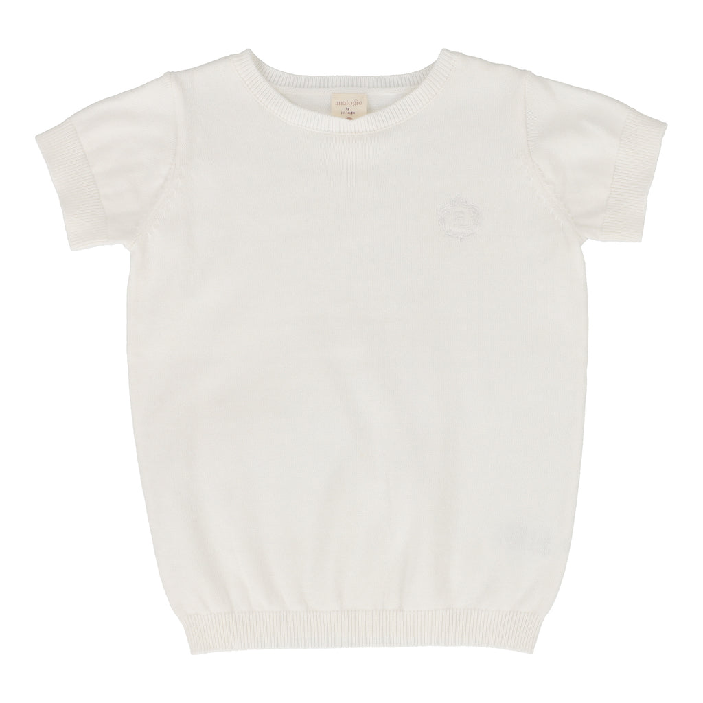 Lil Legs Boys Crewneck Short Sleeve Sweater-White