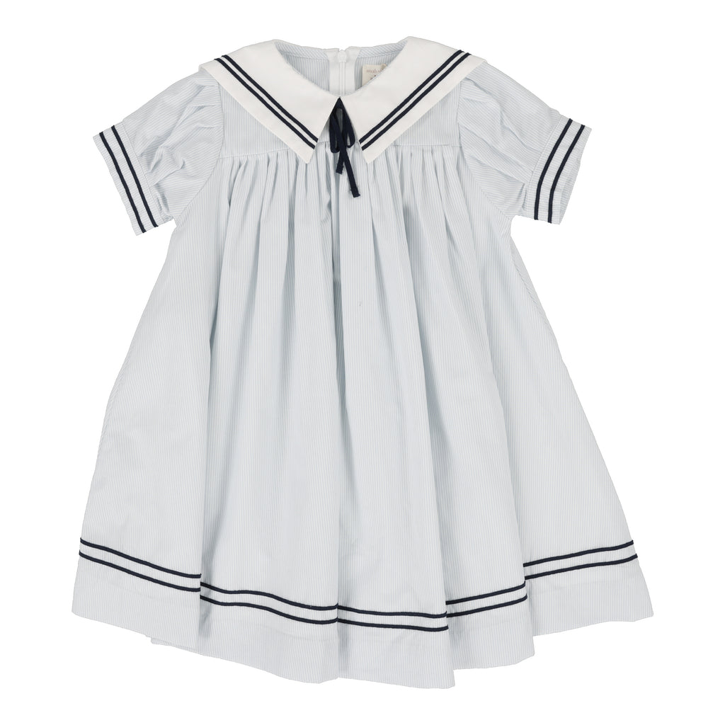 Lil Legs Sailor Short Sleeve Dress-Light Blue