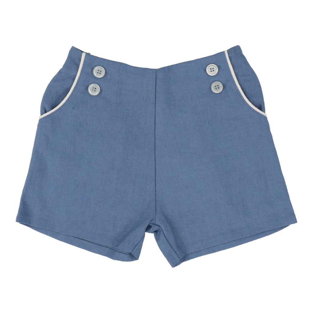 Lil Legs Button Shorts - Bright Blue