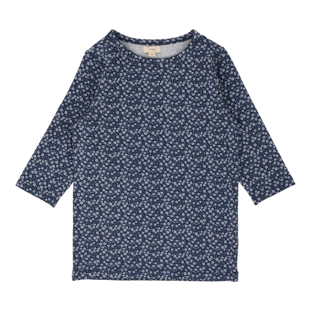 Lil Legs Poppy Floral Long Sleeve T-shirt-Navy