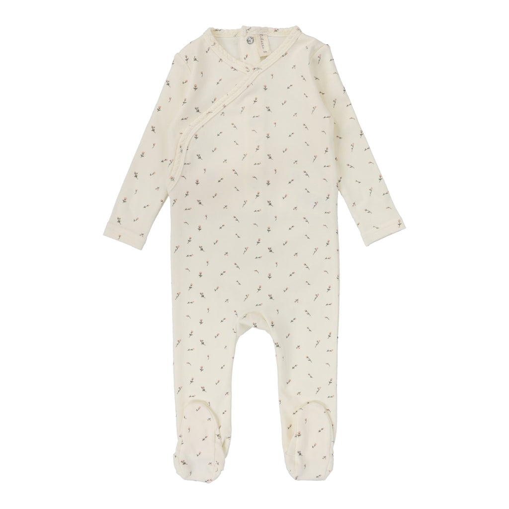 Lilette Printed Wrapover 3 Piece Set Scattered Branch- Ivory