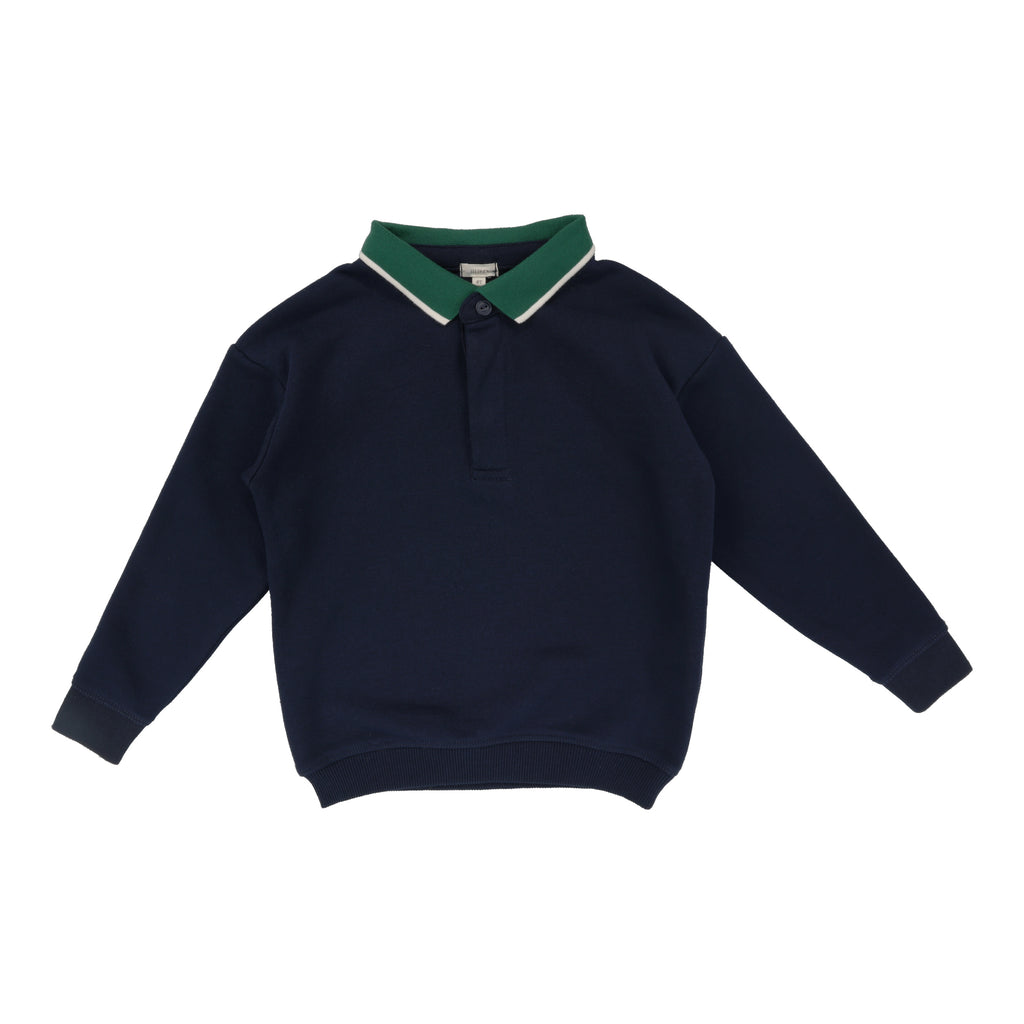 Lil Legs Varsity Sweatshirt Polo- Navy