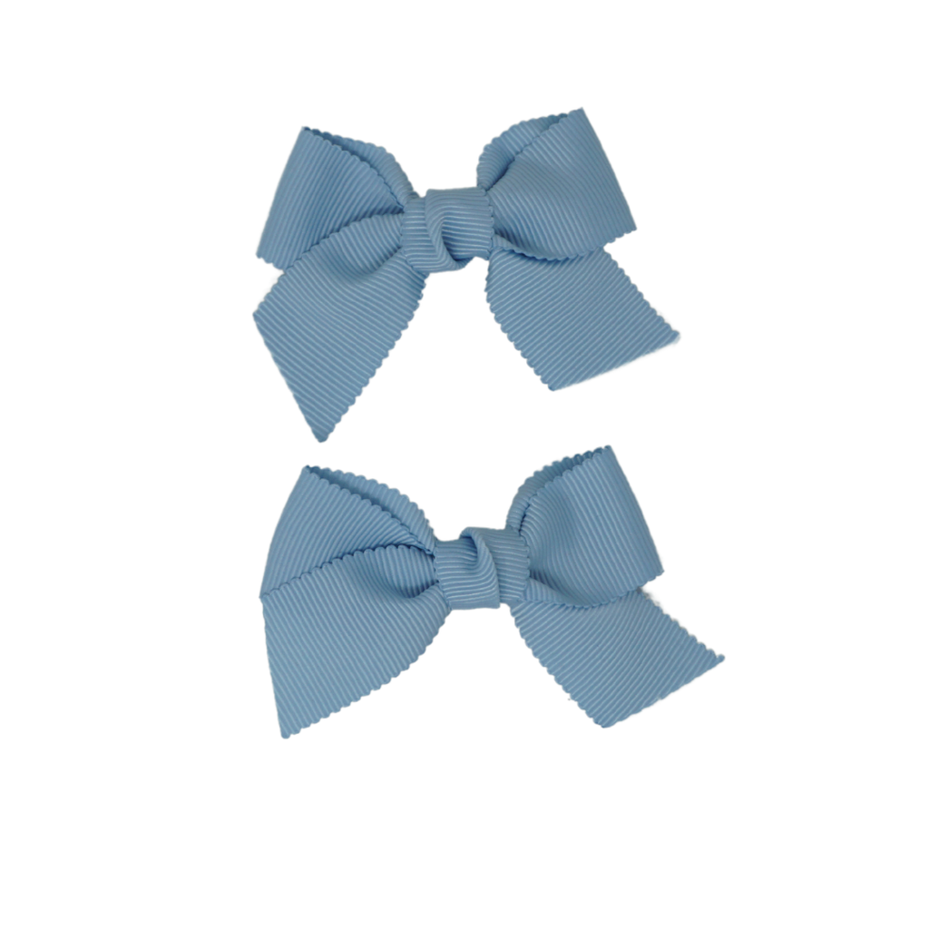 Bandeau Luxe Grosgrain Mini  Bow Clip Set-Light Blue