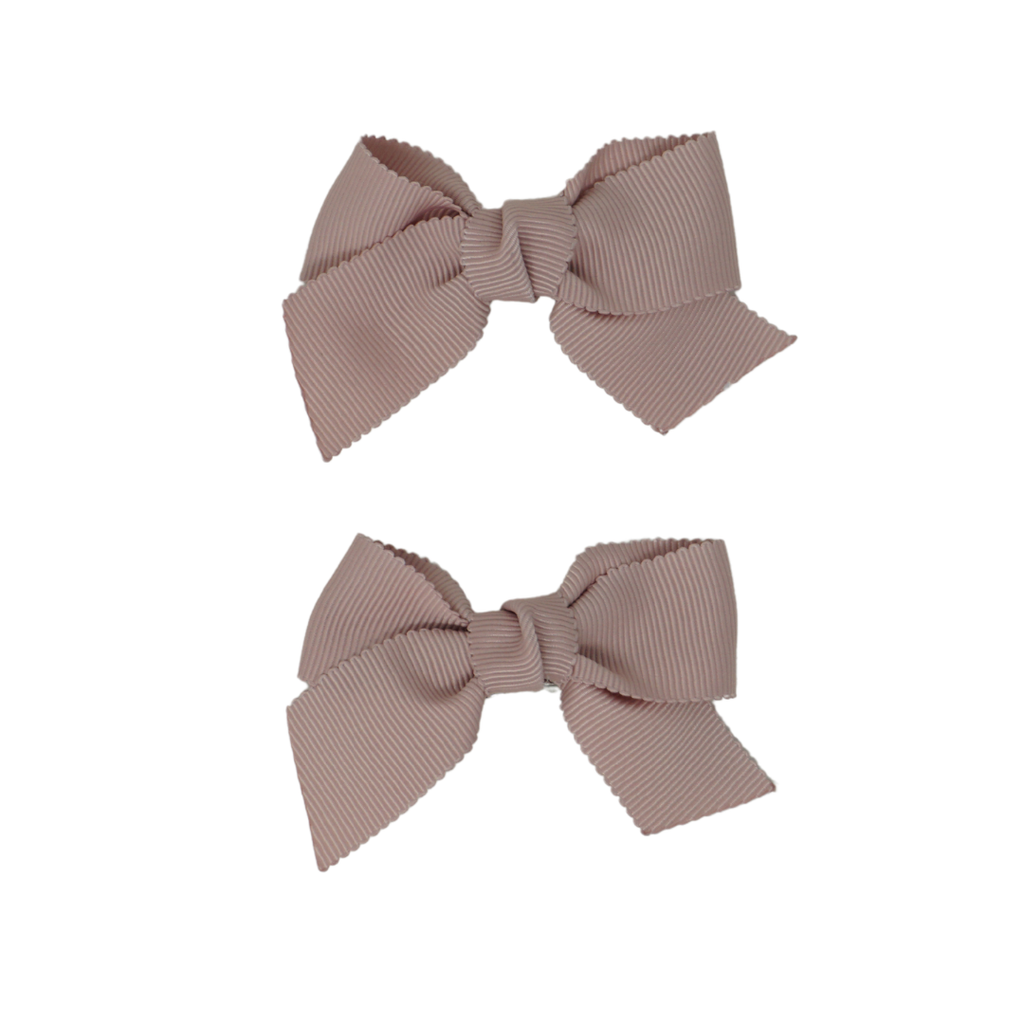 Bandeau Luxe Grosgrain Mini  Bow Clip Set-Mauve