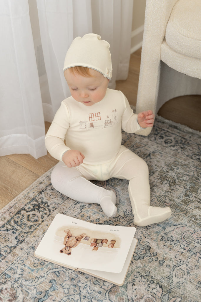 Bee & Dee Little Nursery Footie/Beanie -Ivory Girls