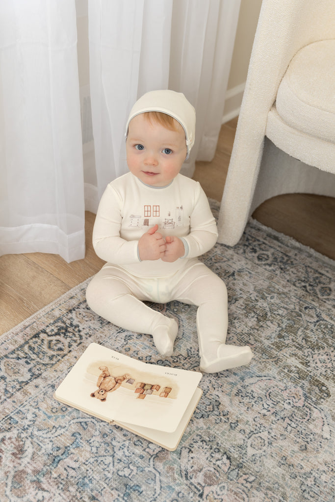 Bee & Dee Little Nursery Footie/Beanie Layette Set-Ivory Boys