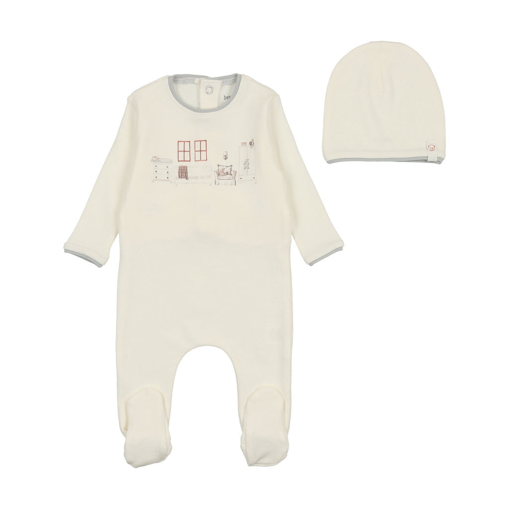 Bee & Dee Little Nursery Footie/Beanie -Ivory Boys