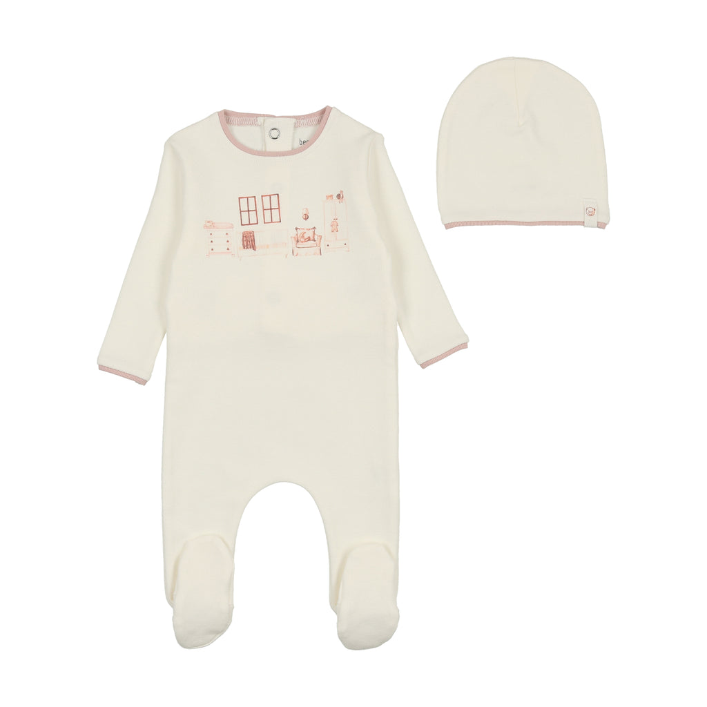 Bee & Dee Little Nursery Footie/Beanie -Ivory Girls