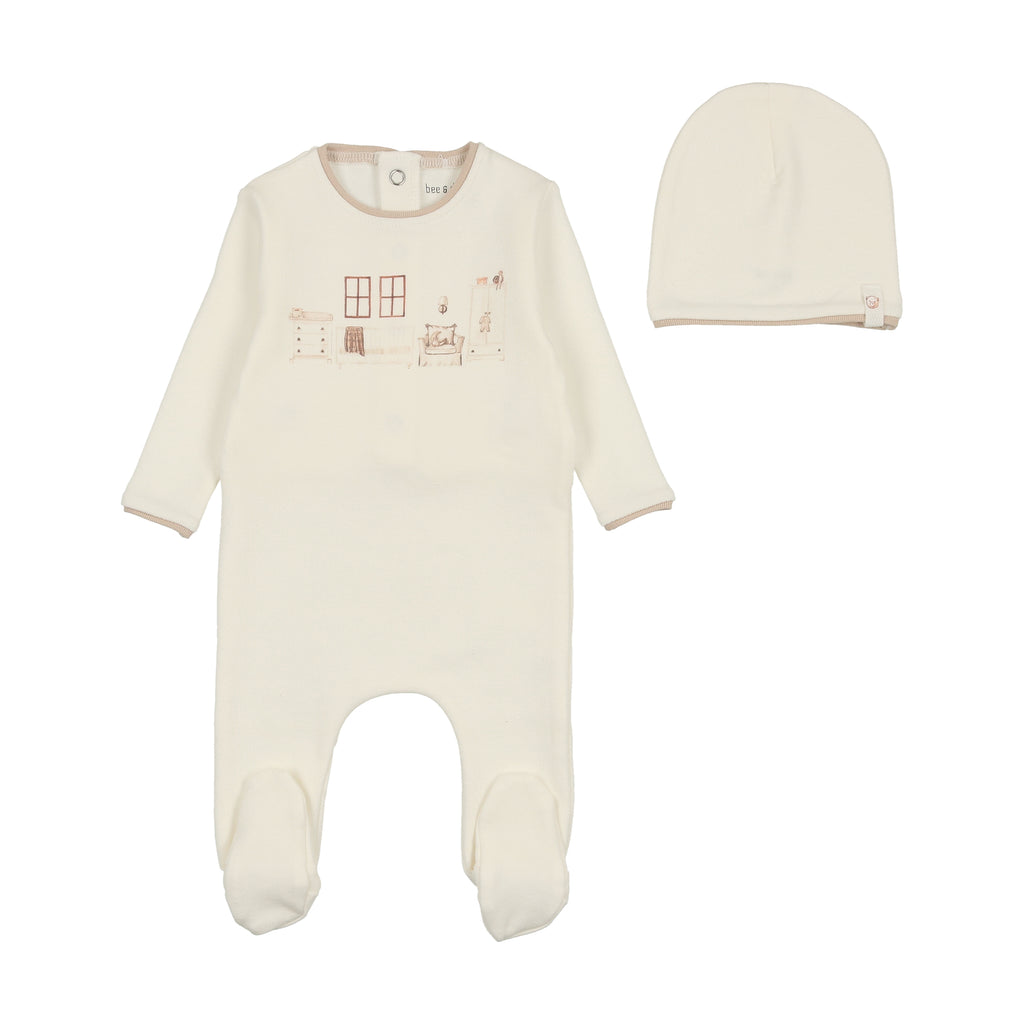 Bee & Dee Little Nursery Footie/Beanie -Taupe