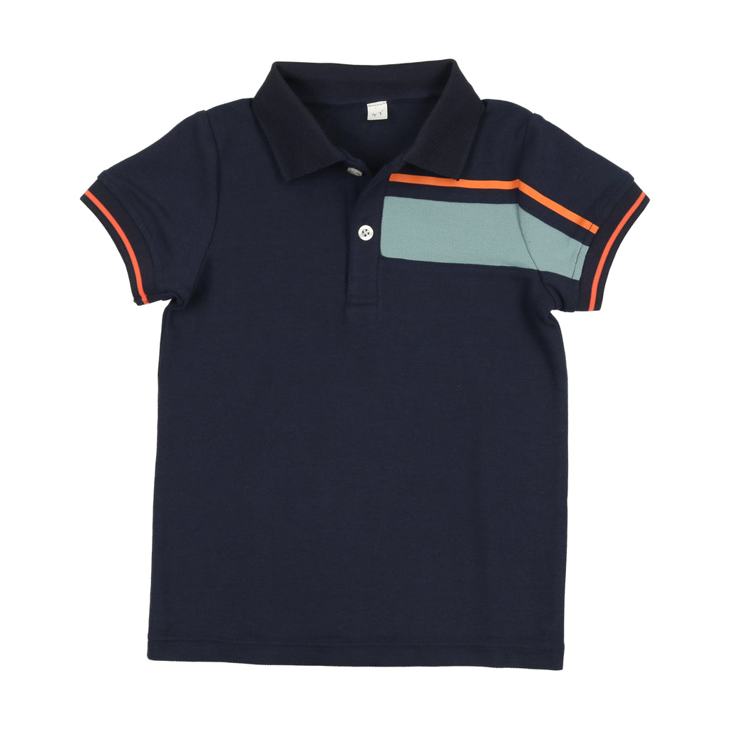 Bopop Black Polo- Navy/Light Blue