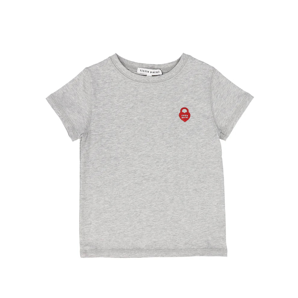 Little Parni Short Sleeve Heart Logo Tshirt- Grey