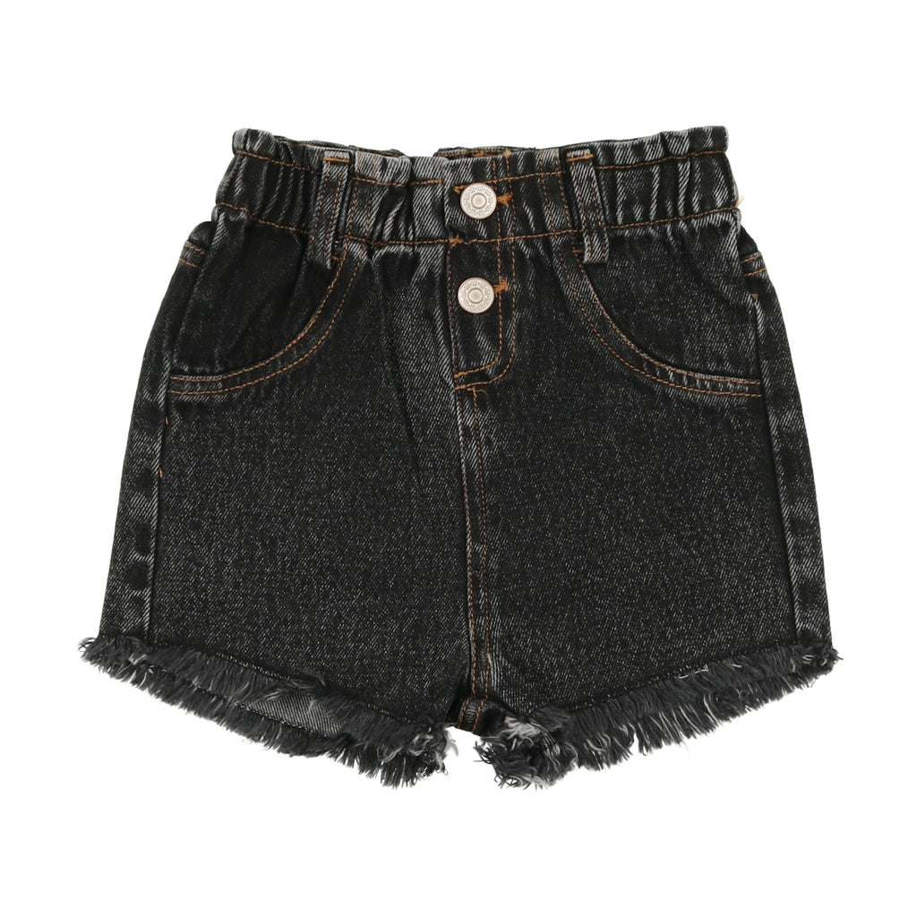 Lil Legs Paperbag Shorts- Black Denim