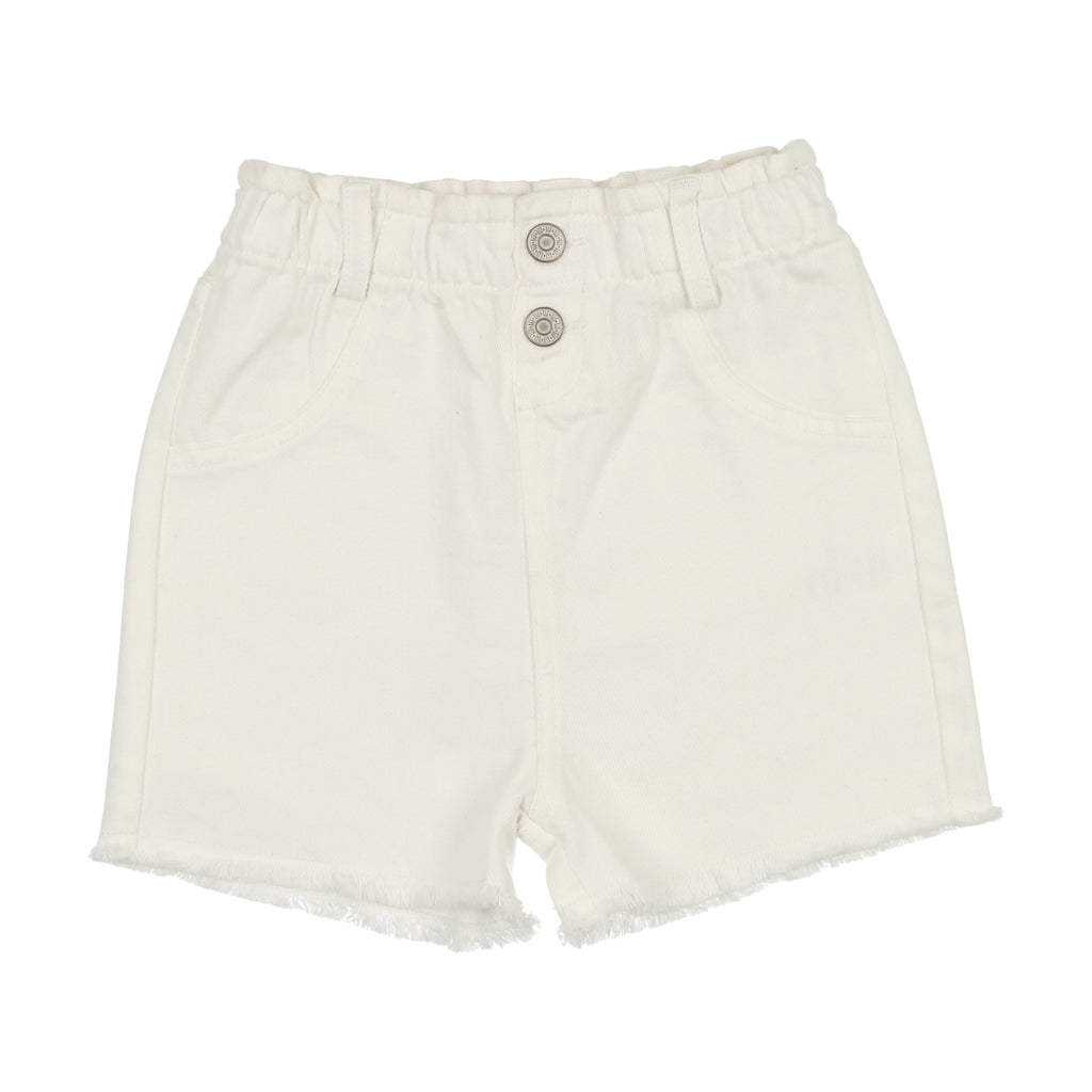 Lil Legs Paperbag Shorts-White Denim