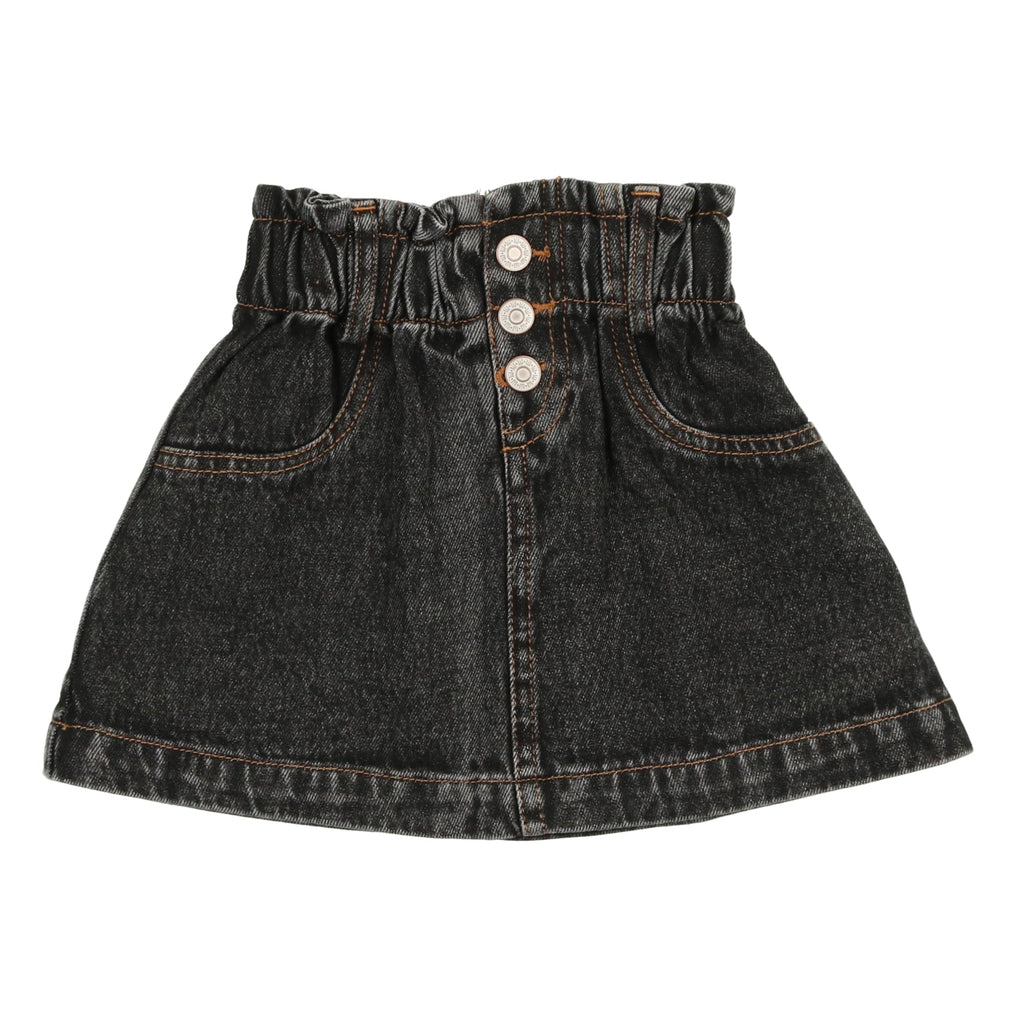 Lil Legs Paperbag Skirt-Black Denim