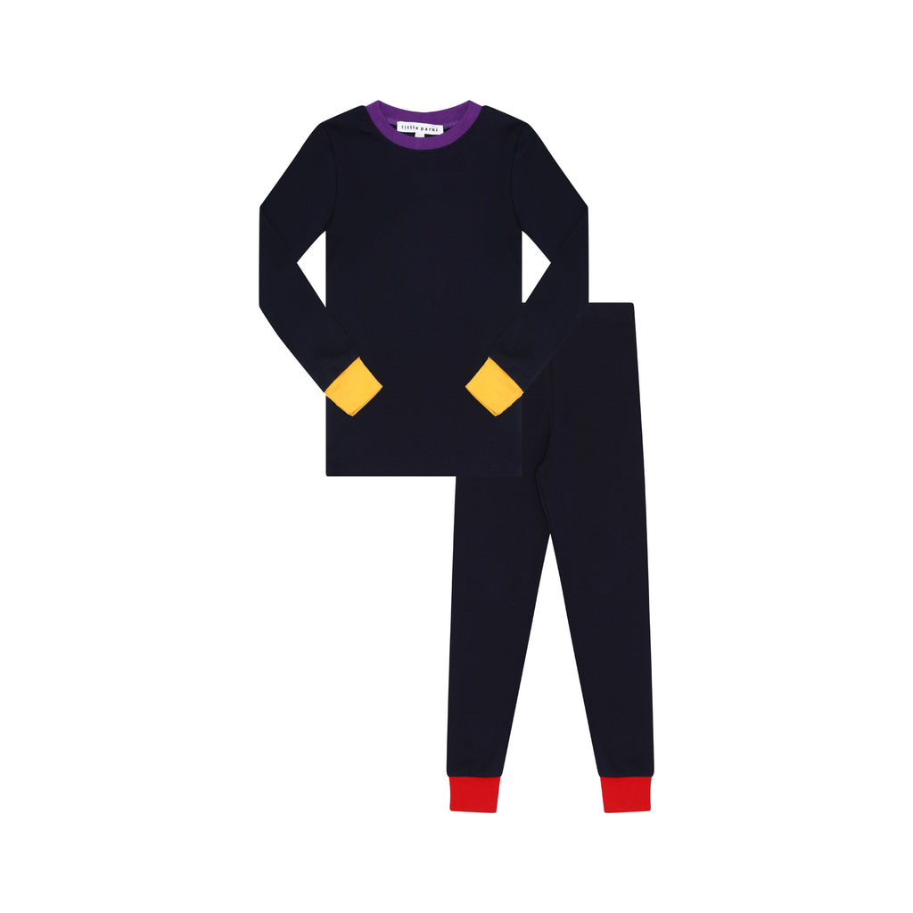 Little Parni Colorblock Pajamas-Navy/Purple