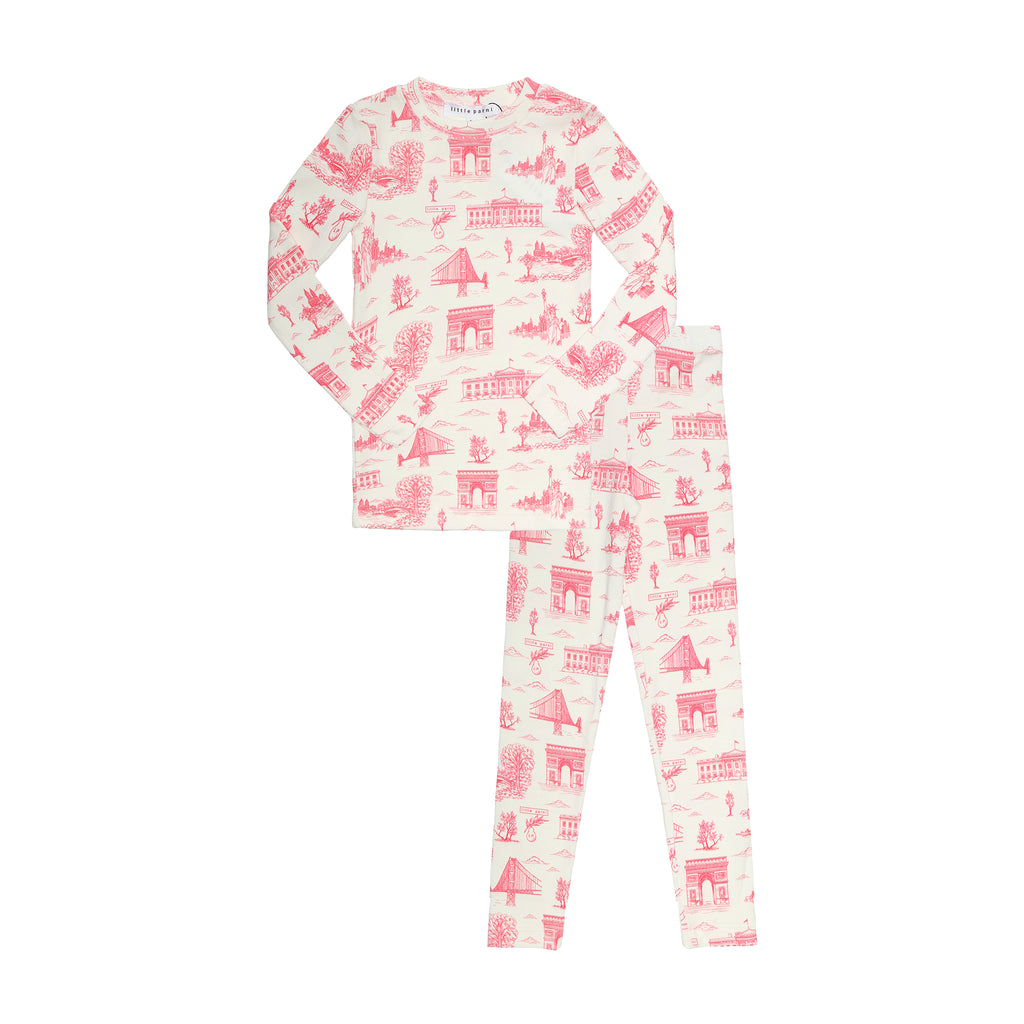 Little Parni Toile Pajamas- Ivory/Pink