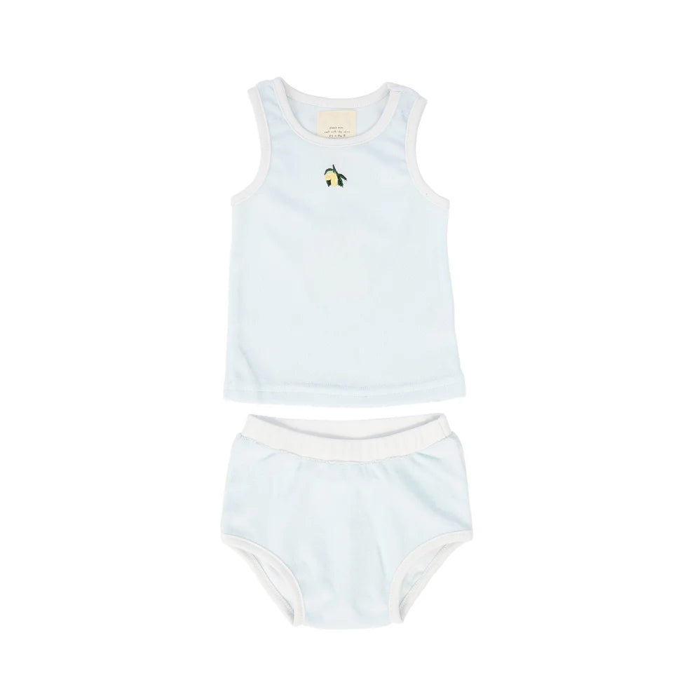 Please Mom Blue Terry Lemon Tank Set