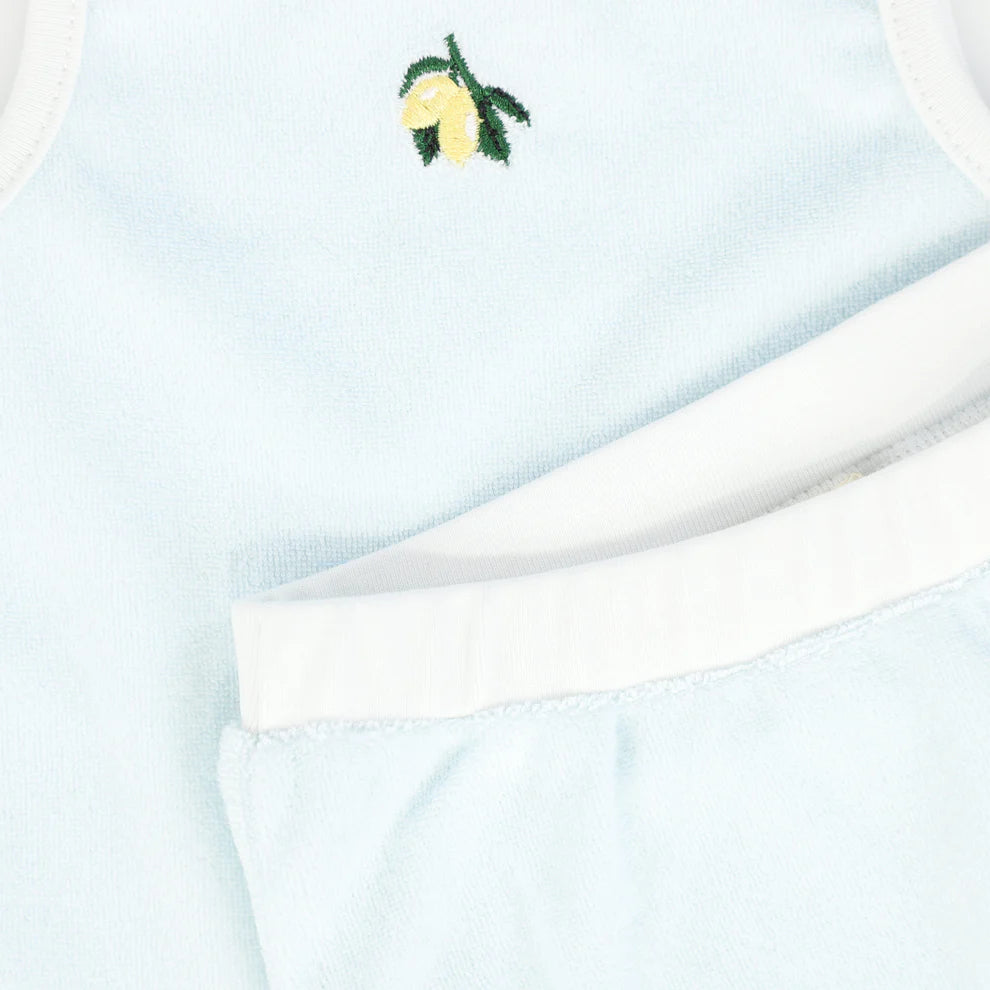 Please Mom Blue Terry Lemon Tank Set