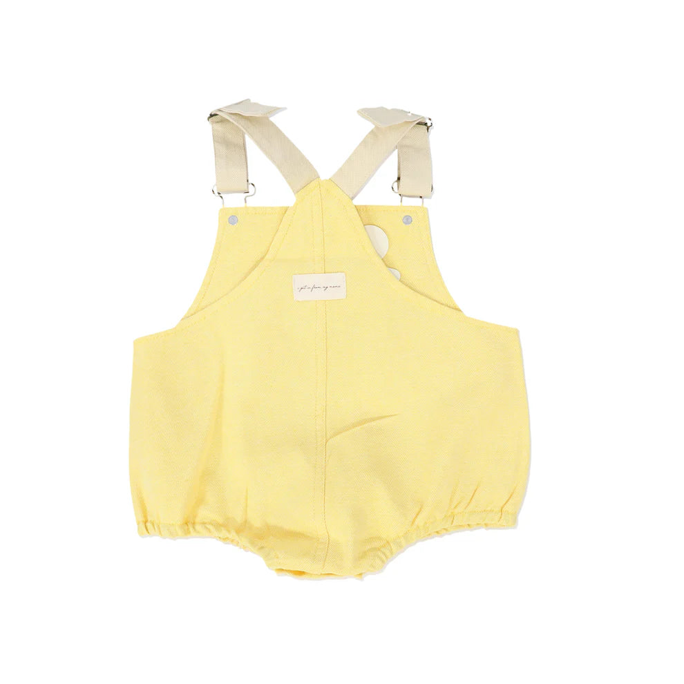 Please Mom Yellow Denim Barrel Romper