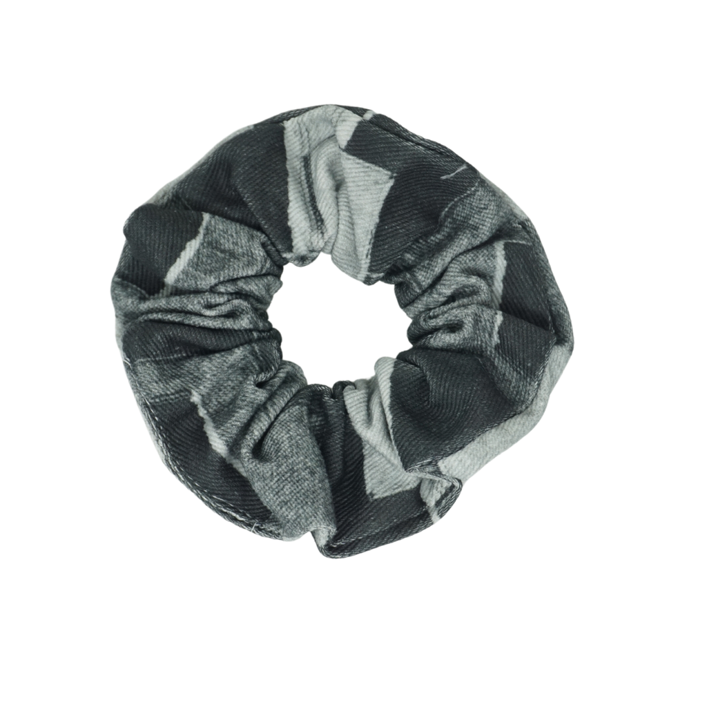 Bandeau Patchwork Denim Scrunchie-Black Denim